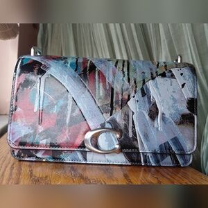 Coach Mint Serf Bandit Shoulder Bag In Black With Silver Hardware